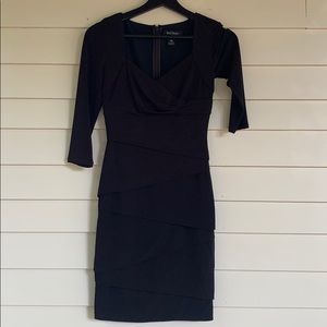 3/4 Sleeve Black Cocktail Dress